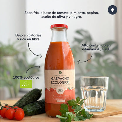 Gazpacho traditionnel ECO avec huile d'olive vierge extra Planeta Huerto 1 L