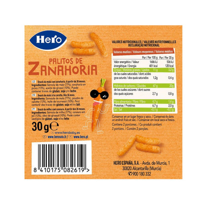 Paluszki marchewkowe  30 g-Hero Kids Snacks z marchewkowych robaczków, 30 g. Hero