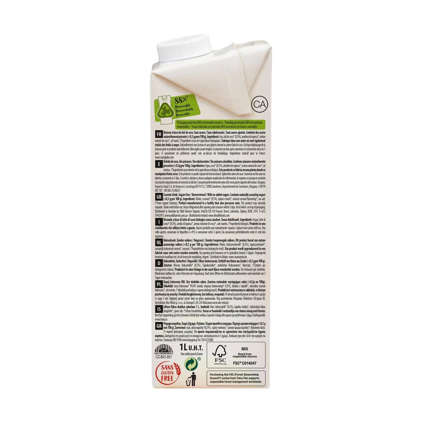 6-pack EcoMil plantaardige kokosdrank 1 l
