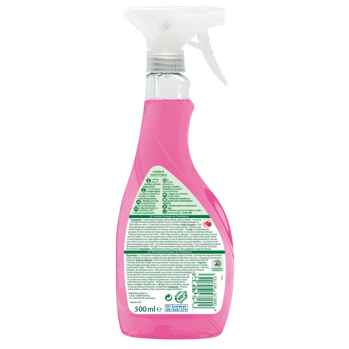 Spray przeciwkamienny malinowy Frosch 500 ml