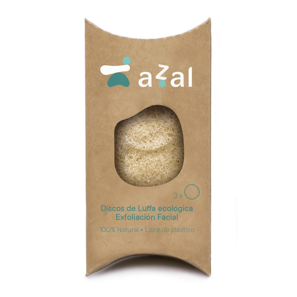 Disques exfoliants pour le visage en luffa. 7 Ø cm. Boîte de 3 unités. Azal.