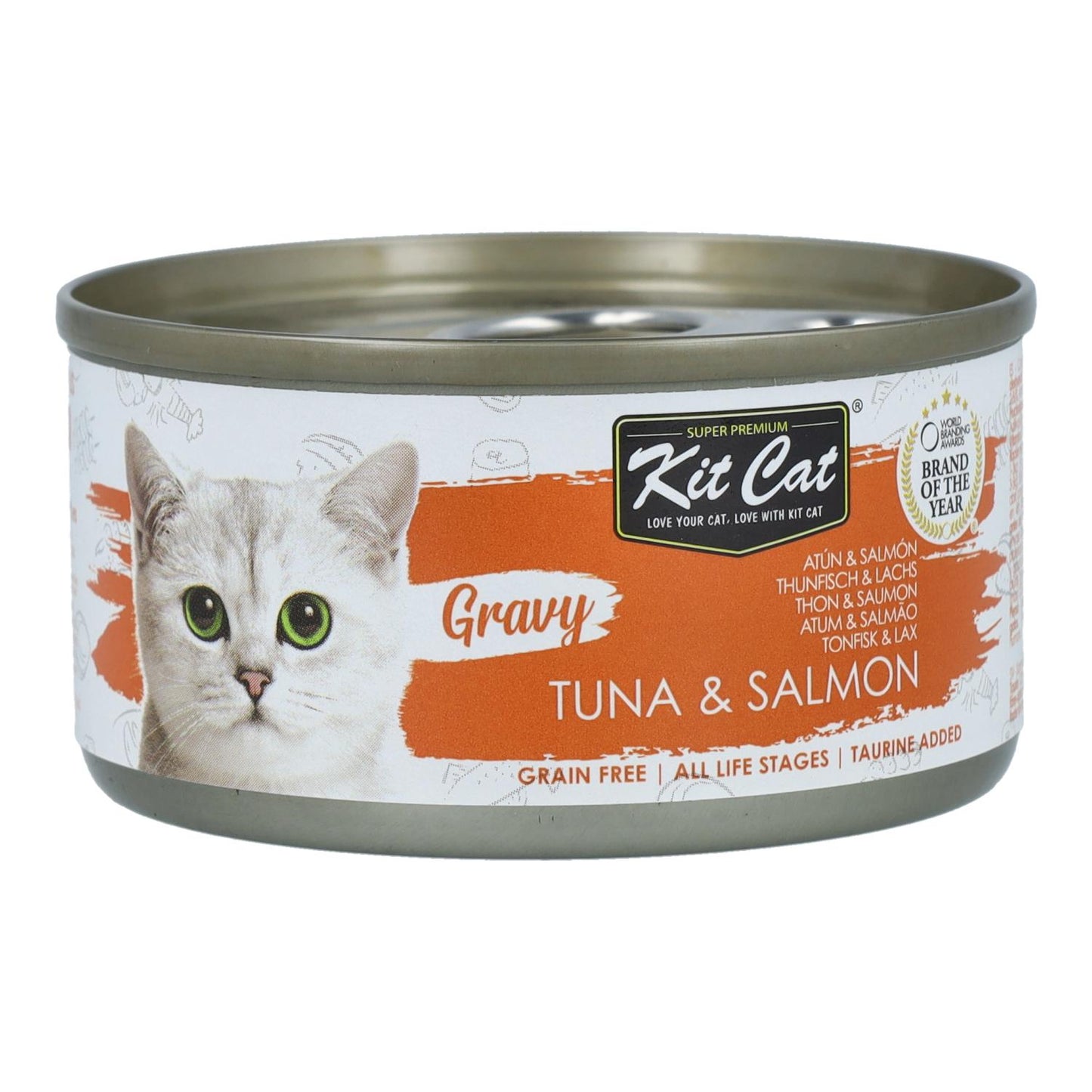 Kit Cat Gravy-burk – tonfisk & lax 70 g Våtfoder för katter i sås