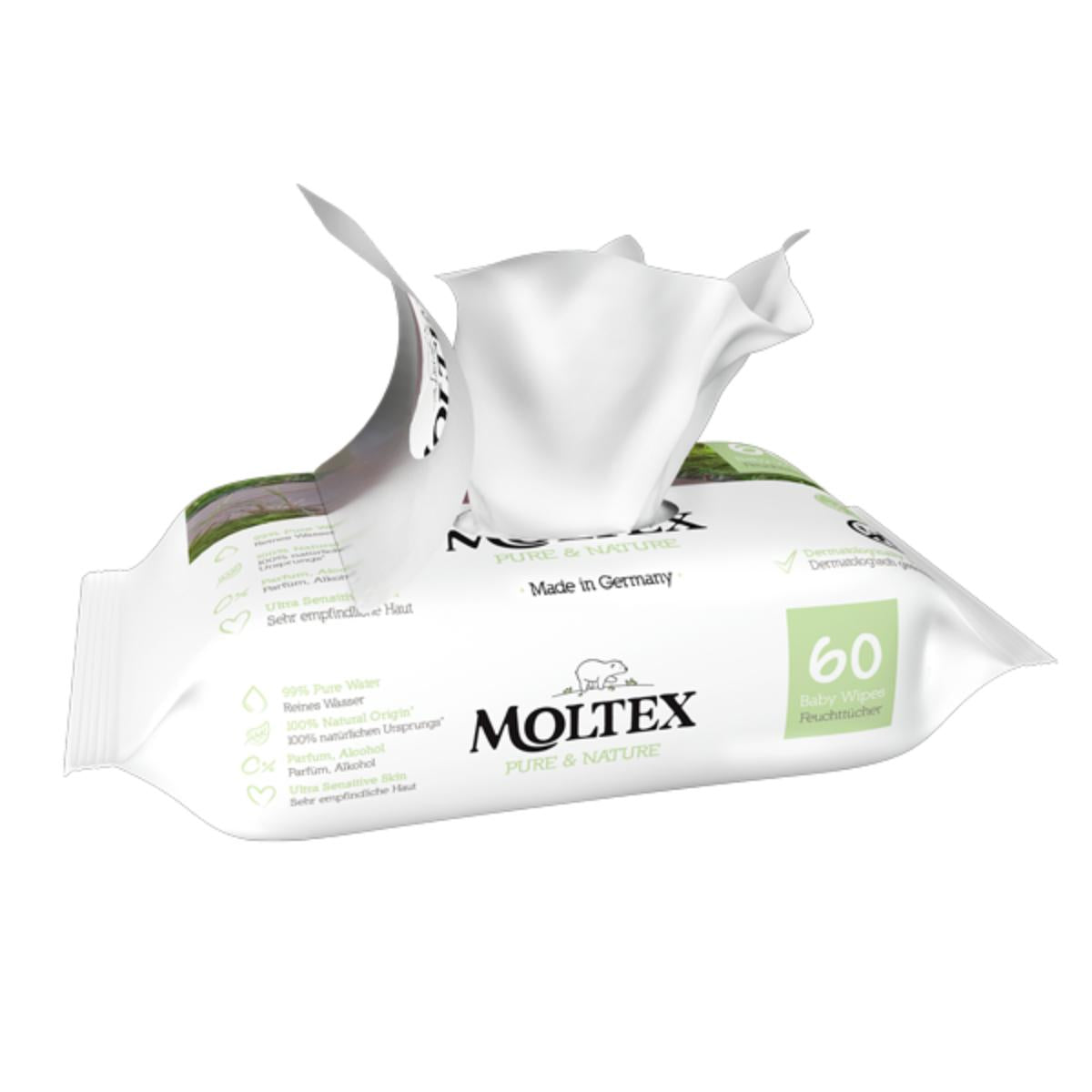 12er-Pack Moltex Pure & Nature Feuchttücher 60 Stück