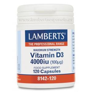 Vitamine D3 4000 UI (100 µg) Lamberts, 120 gélules