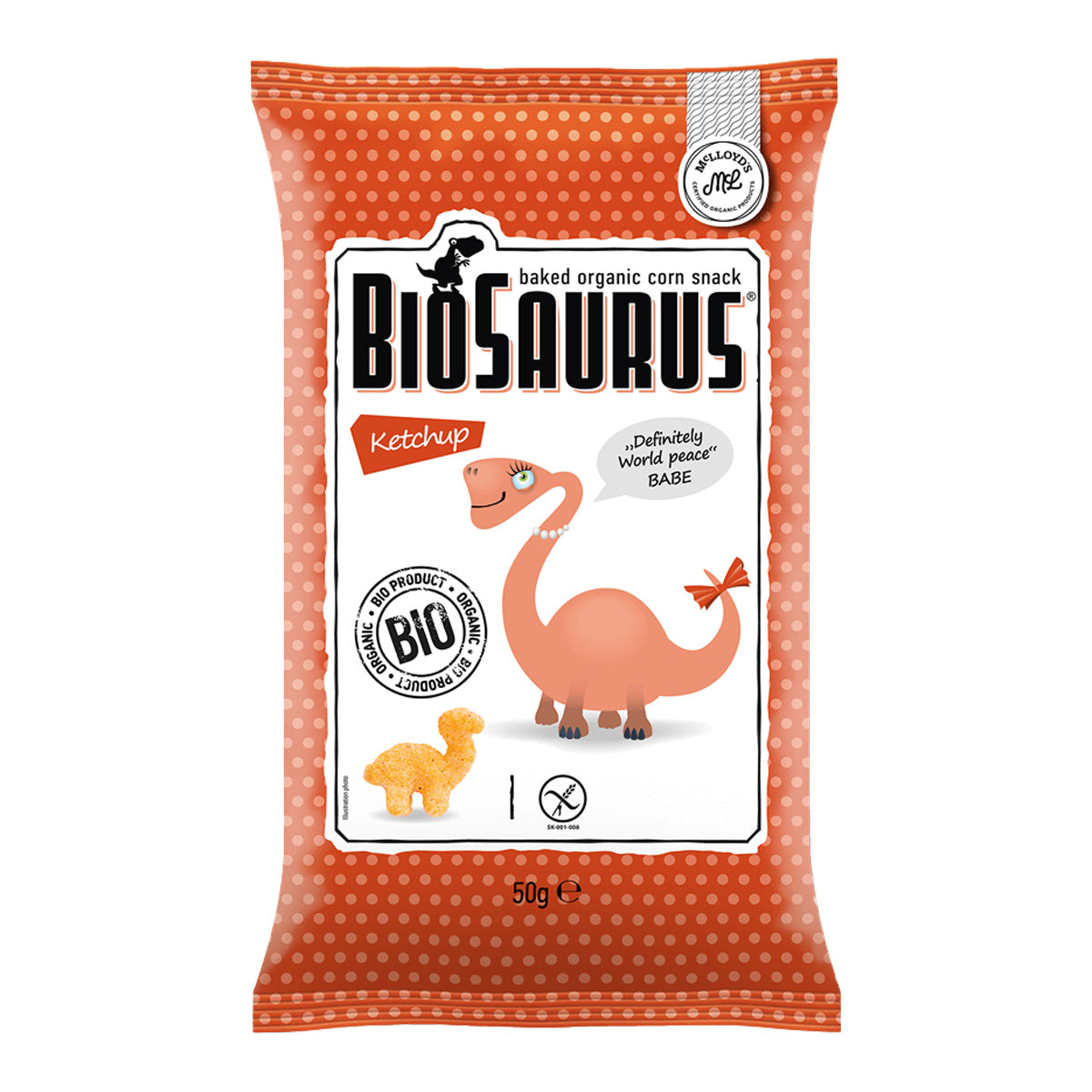 Kukurydziane przekąski z ketchupem Bio, Biosaurus 50 g