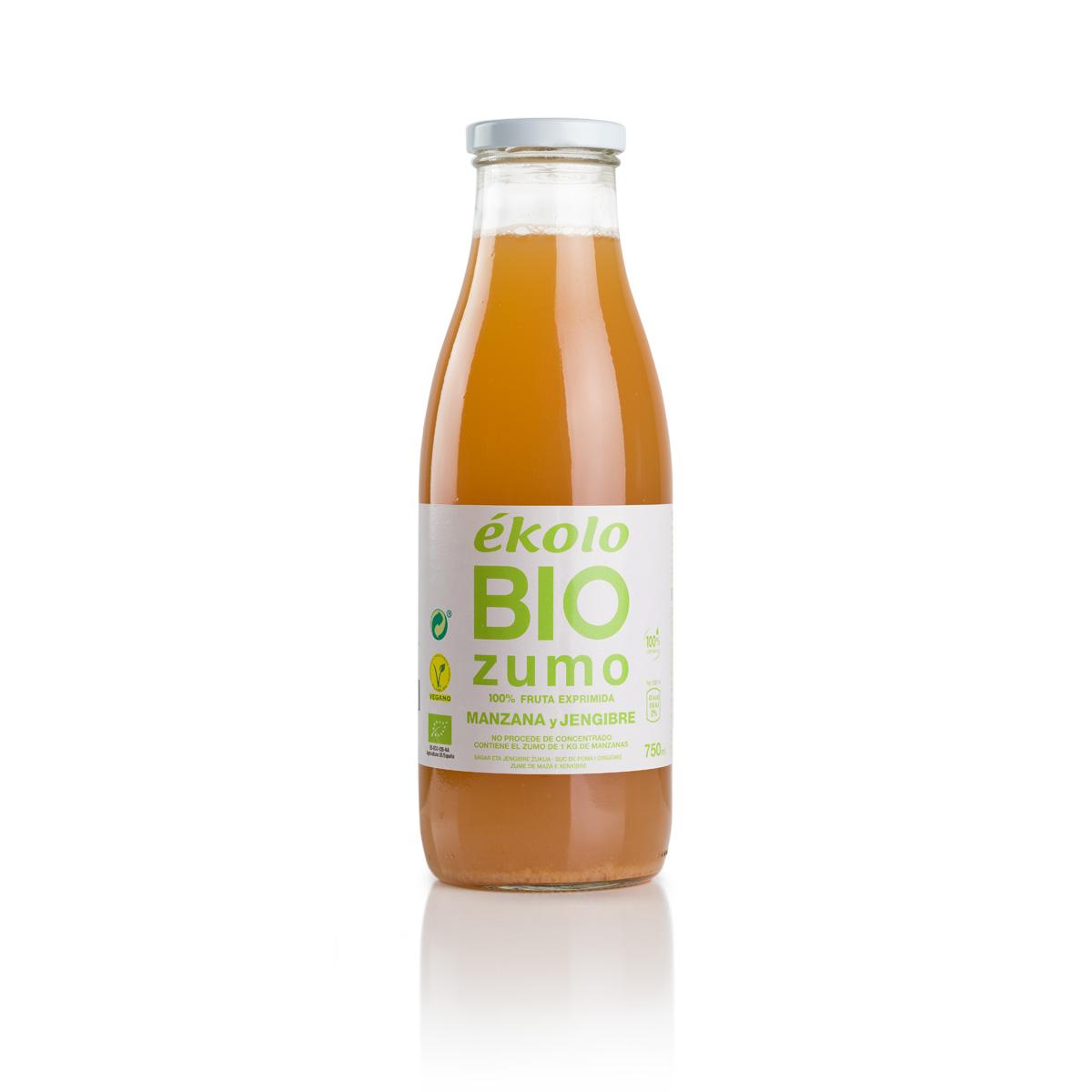 Zumo de Manzana y Jengibre 100% exprimido Ecológico Ékolo 750 ml