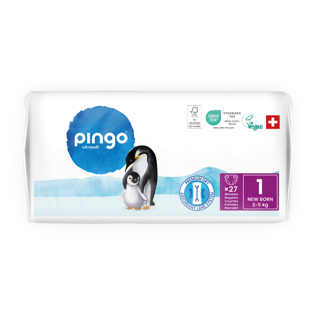 Pañales T1 (2 - 5 Kg) Pingo 27 Uds