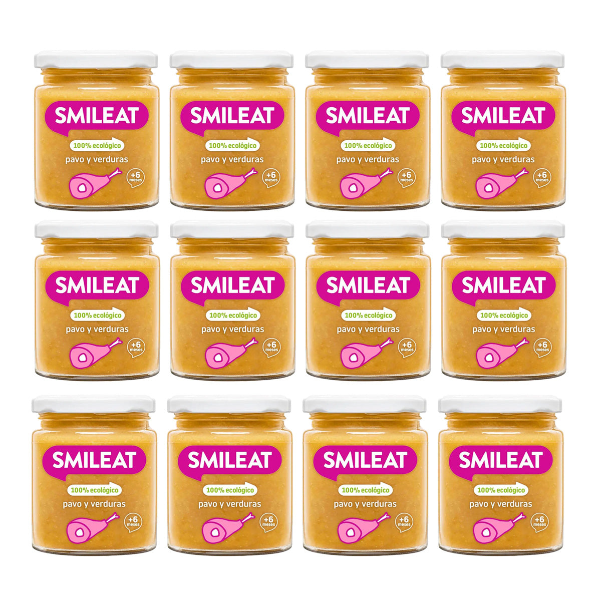 12-pack burkar med ekologisk kalkon och grönsaker +6 månader Smileat, 230 g