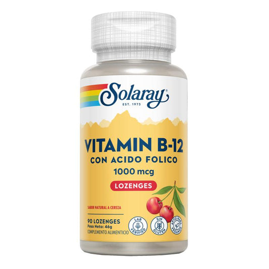 Vitamine B12 1000 mcg met foliumzuur Solaray  90 tabletten