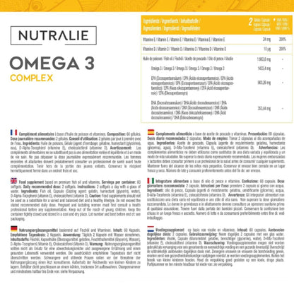 Omega 3 Complex 2000 mg + vitamine E en D3 DHA EPA Nutralie 60 softgels