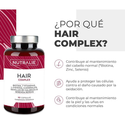 Nutralie Hair Complex + biotyna i cynk witaminy na włosy 90 kapsułek