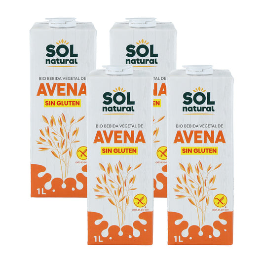 4er-Pack glutenfreier Bio-Haferdrink Sol Natural 1 l