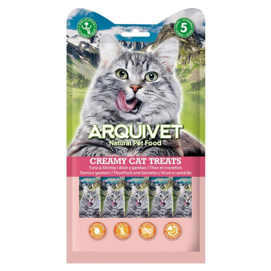 Creamy Cat Treats Cremiger Snack mit Thunfisch und Garnelen Arquivet 5 x 14 g