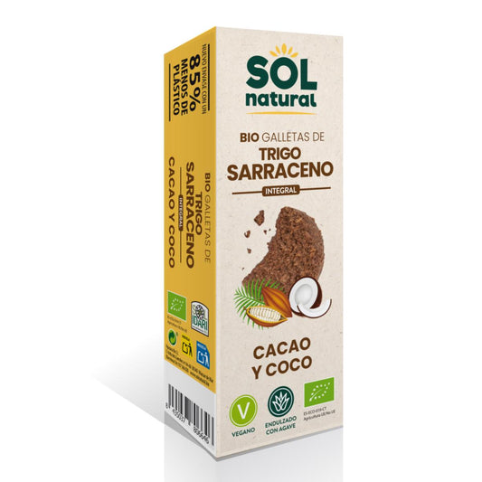 Biscotti integrali di grano saraceno con cacao e cocco biologico Sol Natural 175 g