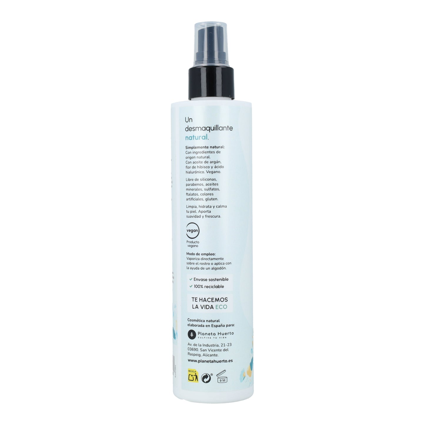 Acqua micellare detergente all'acido ialuronico Planeta Huerto 250 ml