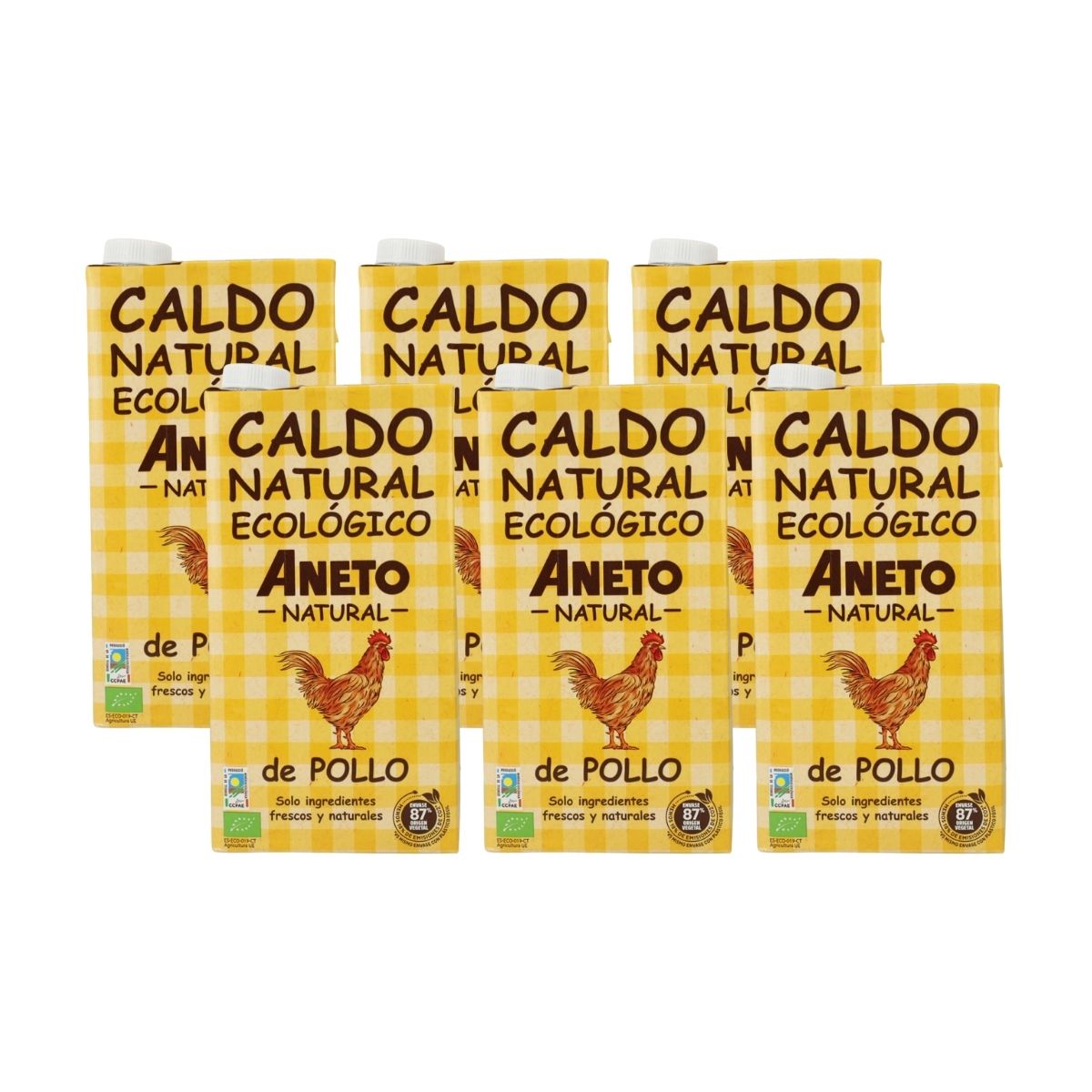 Confezione da 6 brodi di pollo biologici Aneto 1L