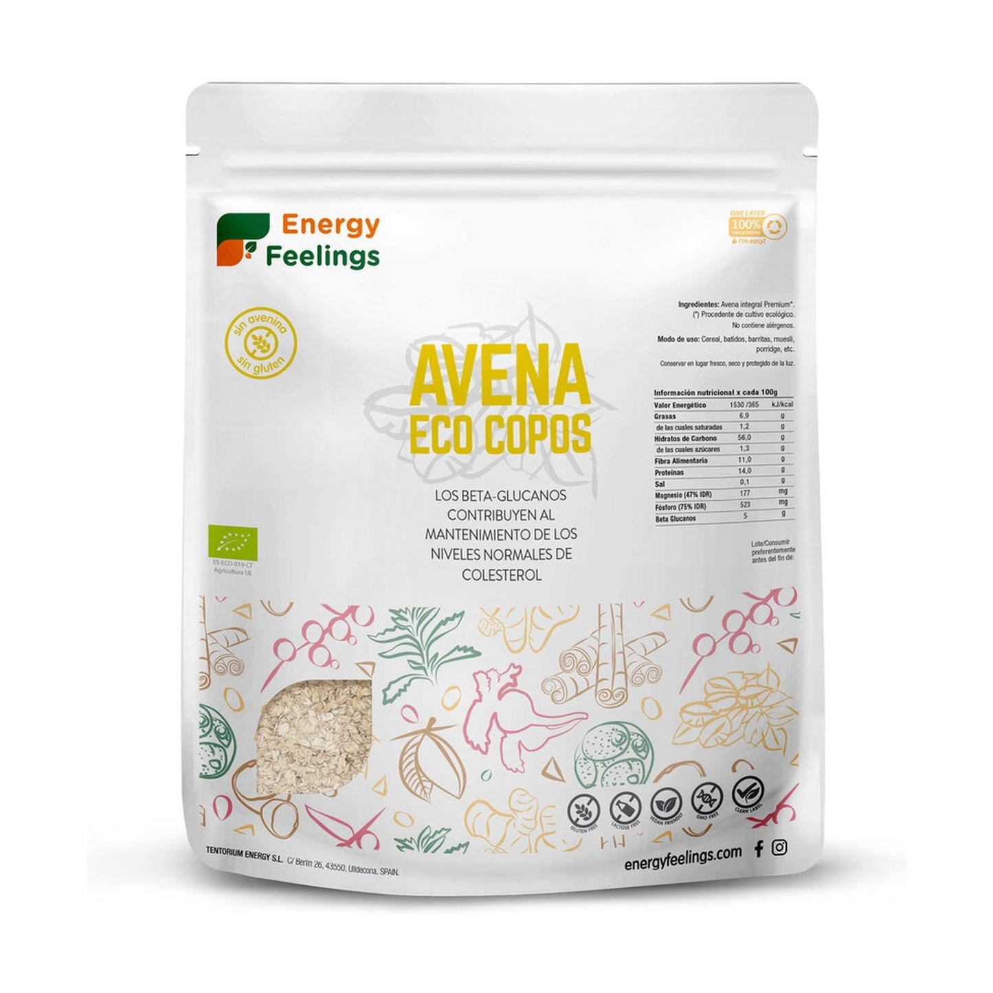 Glutenfreie Bio-Haferflocken Energy Feelings 1 kg