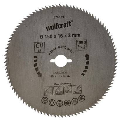 Cirkelzaagbladen voor fijne zaagsneden Wolfcraft 190 x 16 mm 100 tanden