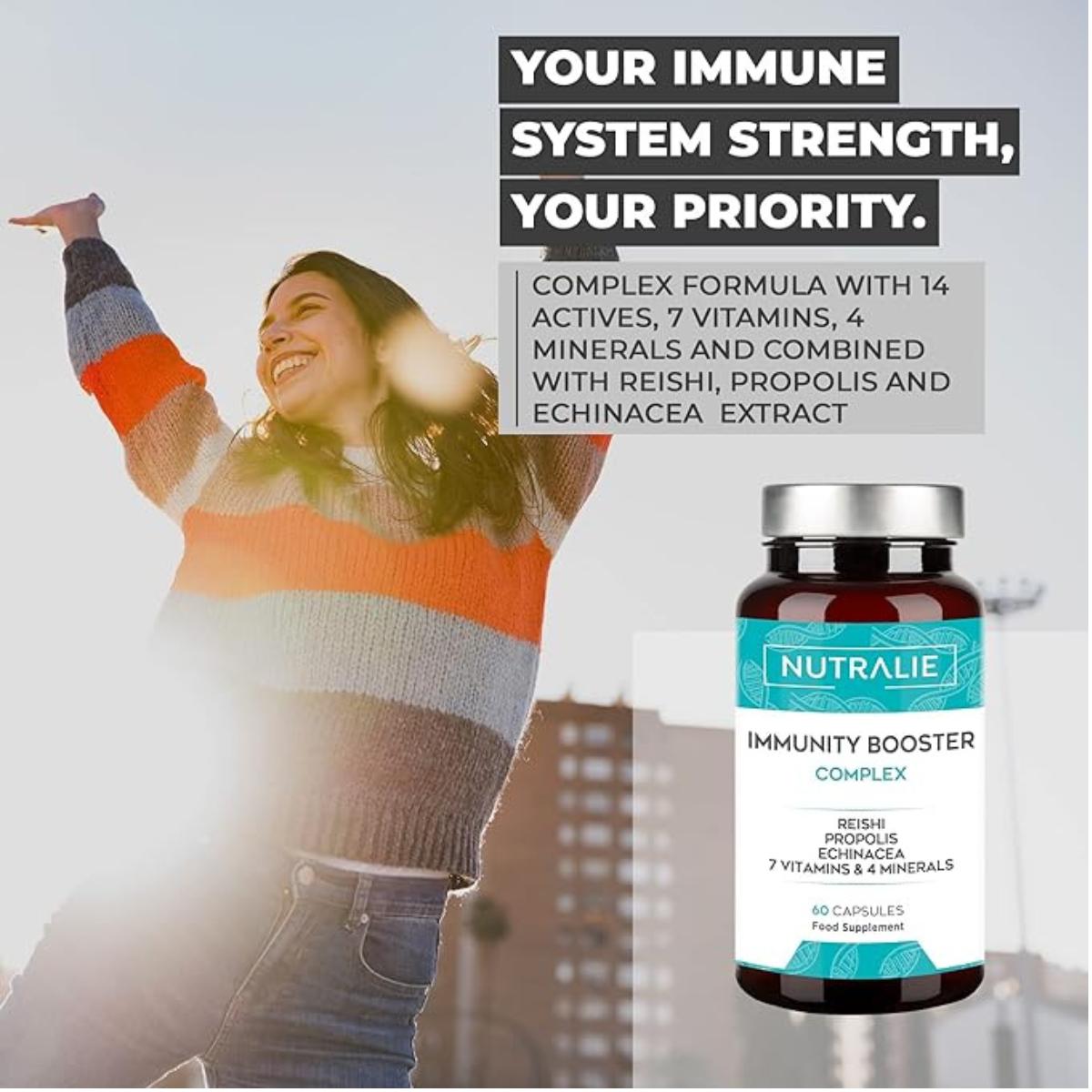 Nutralie Immune Defence with Reishi + Propolis + Echinacea 60 capsules