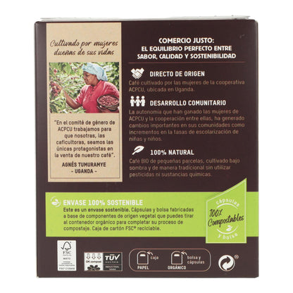 Fair Trade Coffee in Compostable Capsules BIO Intense Tierra Madre Oxfam Intermón 10 units
