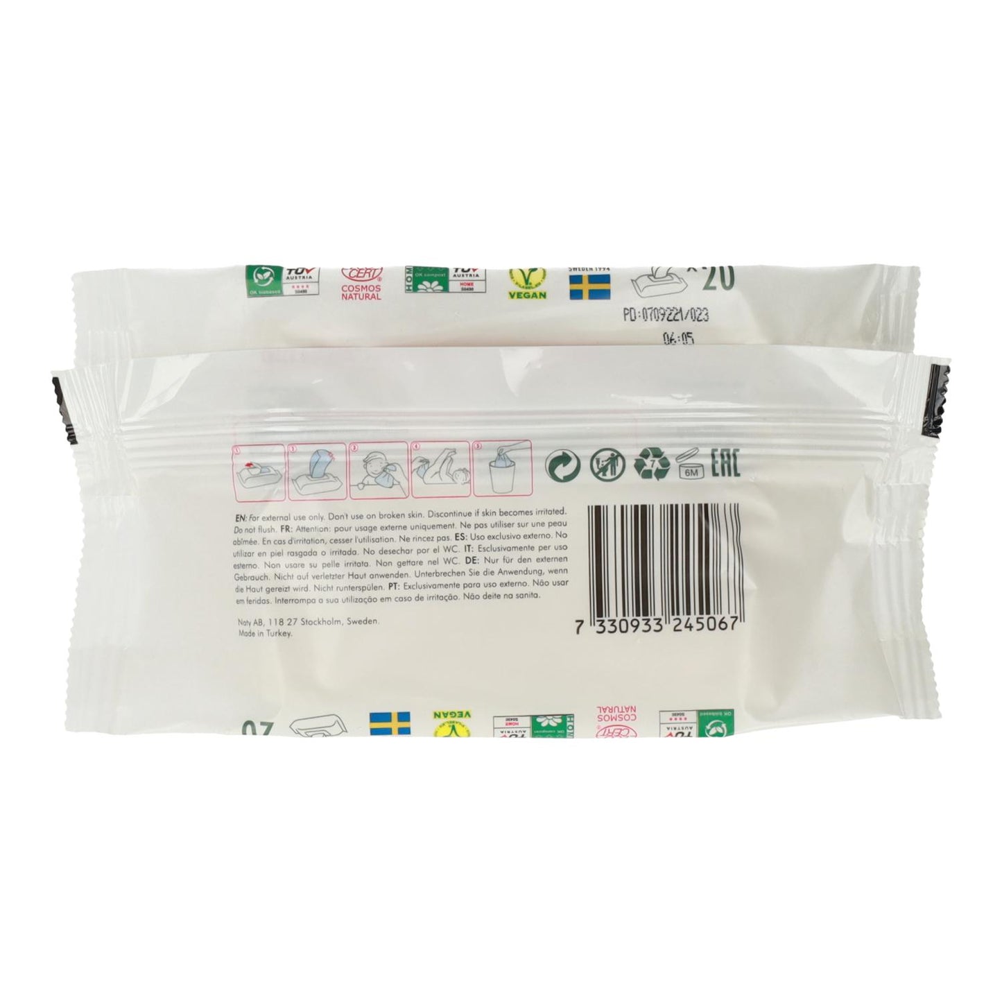 Naty travel-size wipes, 20 pcs