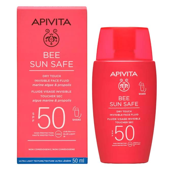Crème solaire visage fluide invisible toucher sec SPF50 - APIVITA - 50 ml
