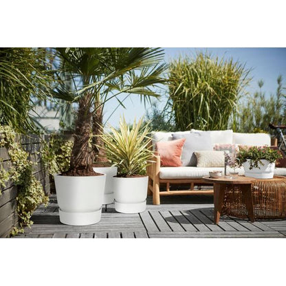 Greenville Elho White 30 cm plant pot with integrated saucer