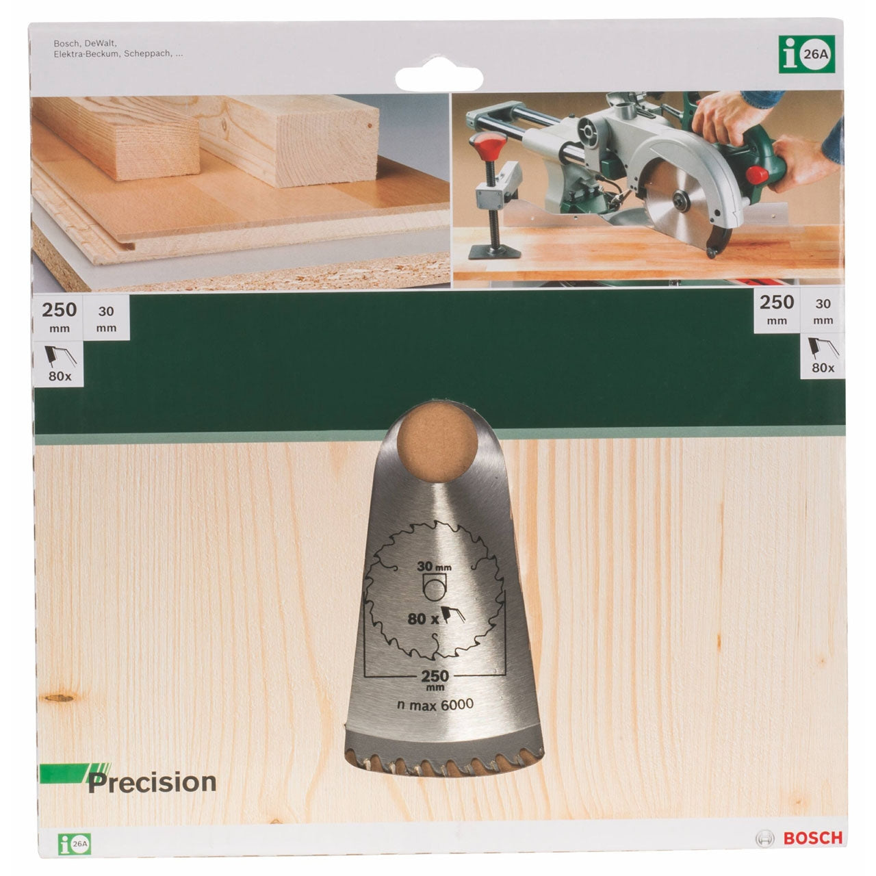 Disque de précision Bosch pour scie circulaire 250 x 30 mm 80 dents