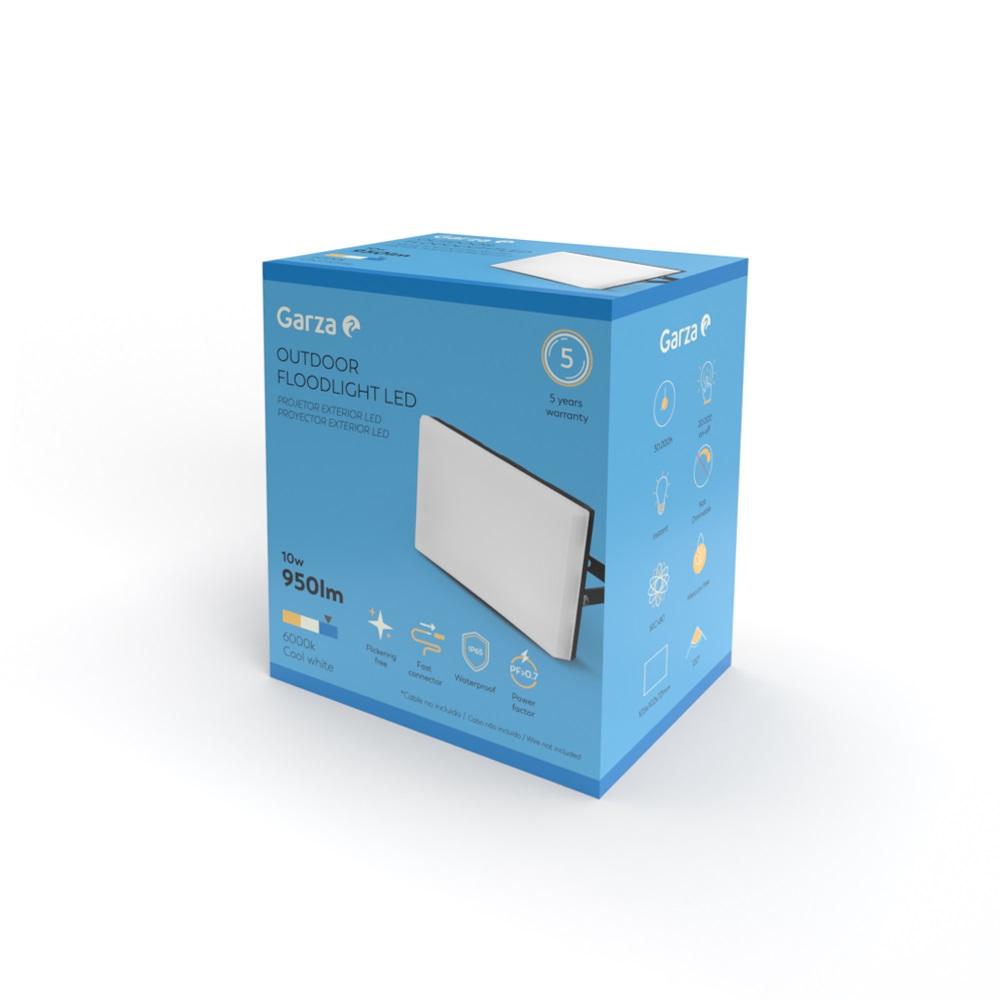 Projecteur LED d'extérieur, 10 W, 950 LM, lumière froide (6000 K) Garza