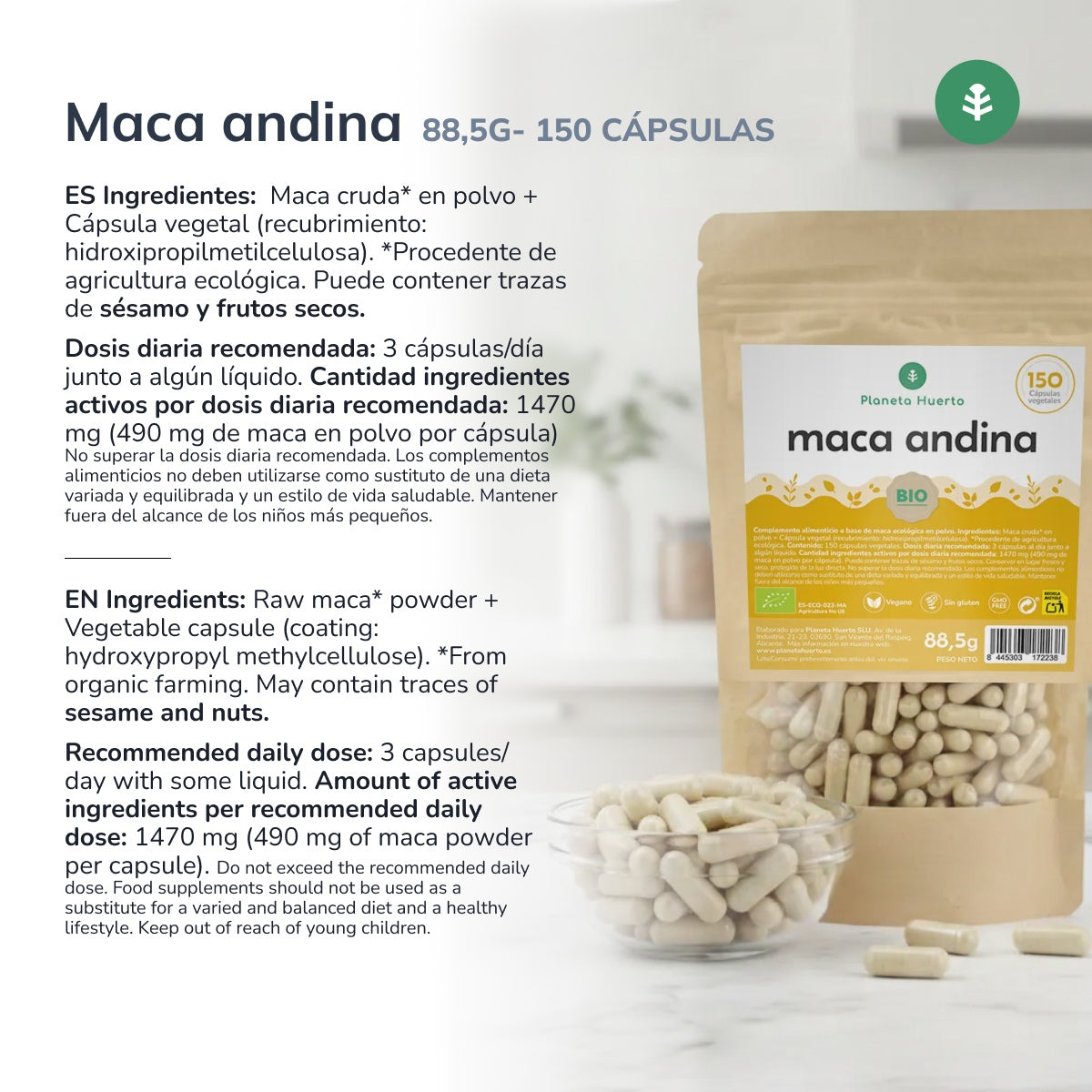 Maca organica Planeta Huerto 150 Capsule