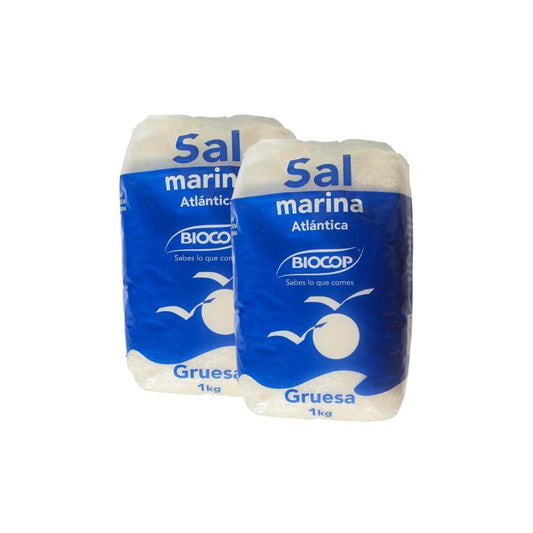 2er-Pack grobes Atlantik-Meersalz Biocop 1 kg
