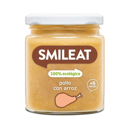 Confezione da 3 vasetti BIO Pollo con riso +6 mesi Smileat 230 g