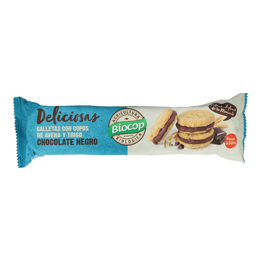 Biscotti con fiocchi d'avena ripieni di cioccolato fondente Biocop 150 g