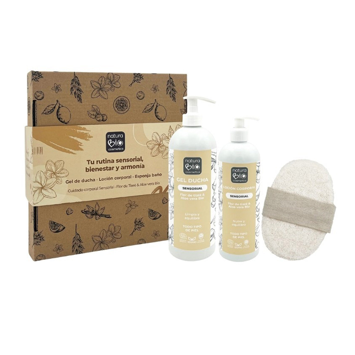 Pakket Sensoriële lichaamsverzorging + cadeau NaturaBIO Cosmetics geschenkdoos