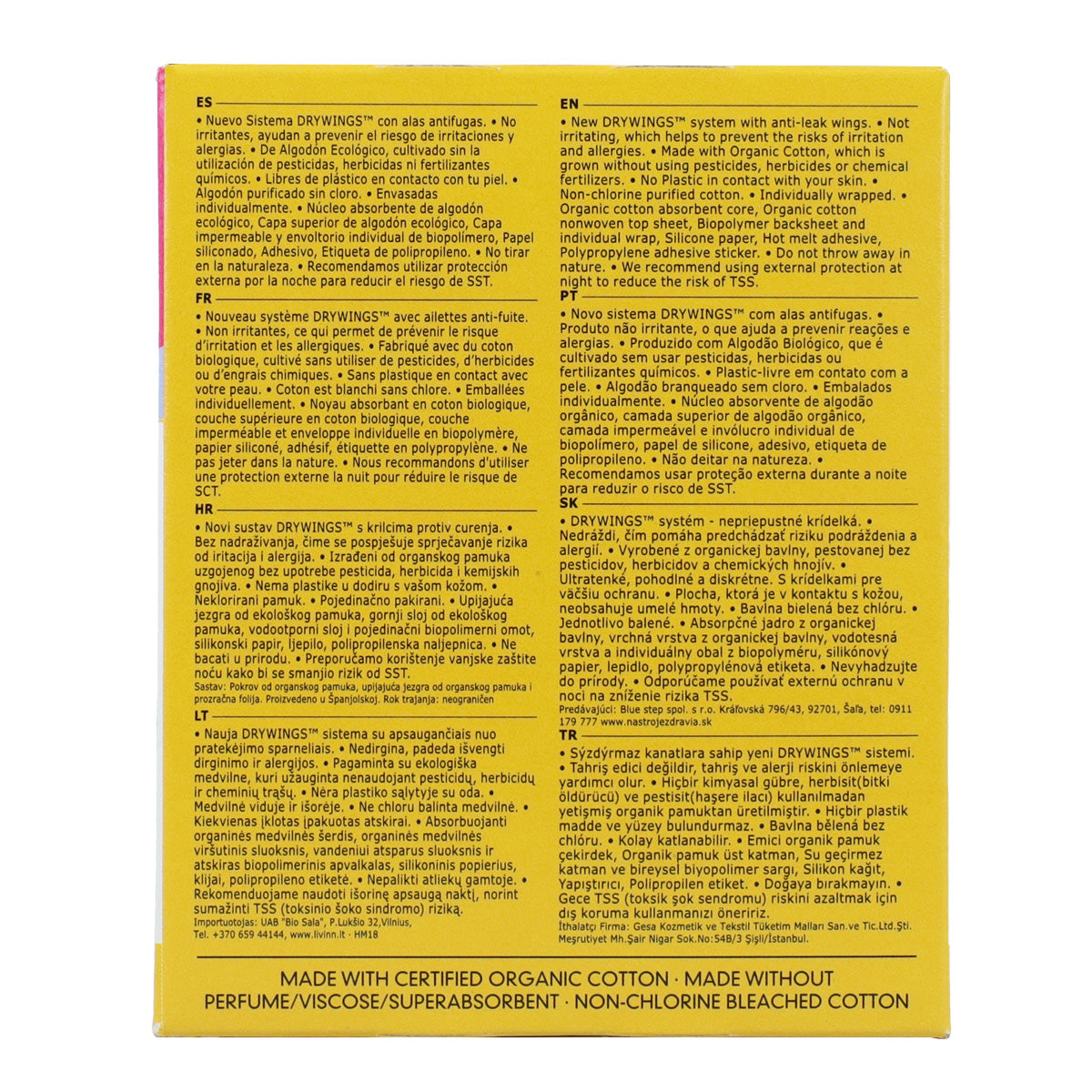 Assorbenti ultra con ali 100% cotone Masmi 10 pezzi