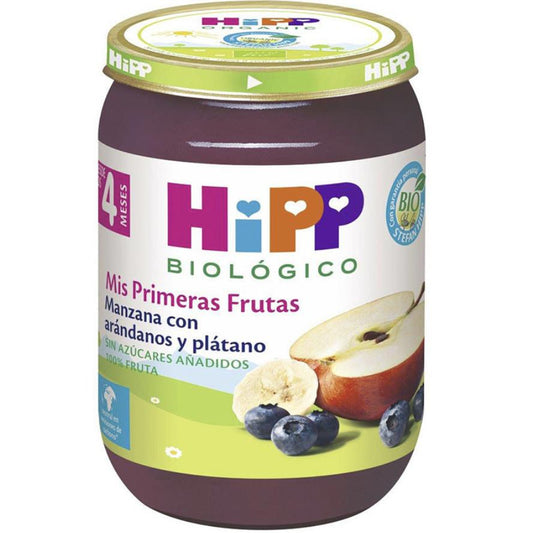 Petit pot de pomme, fraise, banane et framboise bio +4 mois HiPP 125 g