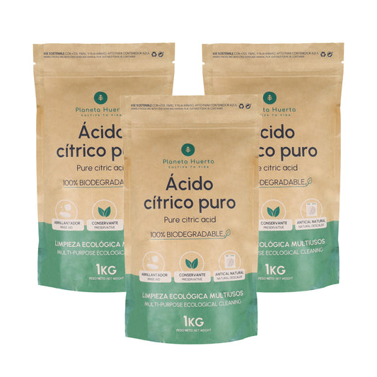 Förpackning 3xCitronsyra Planeta Huerto 1 Kg