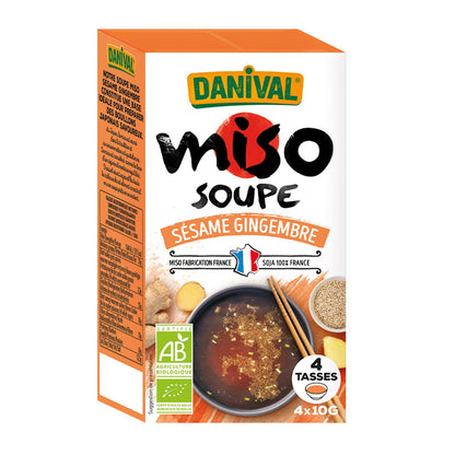 Organic Sesame and Ginger Miso Soup, DANIVAL, 4 x 10 g