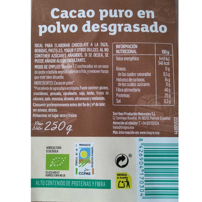 Pure ontvette cacaopoeder ECO Biográ 250 g