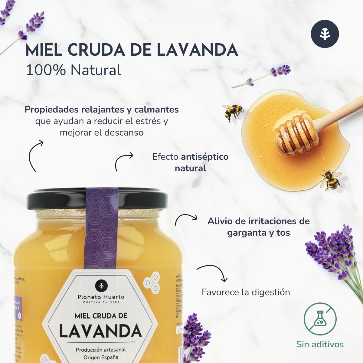 Surowy miód lawendowy Planeta Huerto 500 g