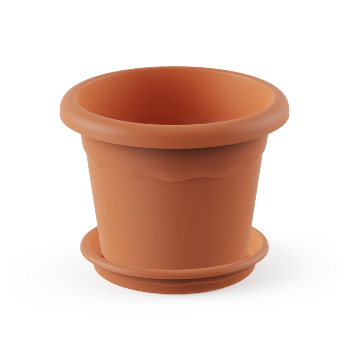 Terra round pot with terracotta saucer 20 x 15 cm