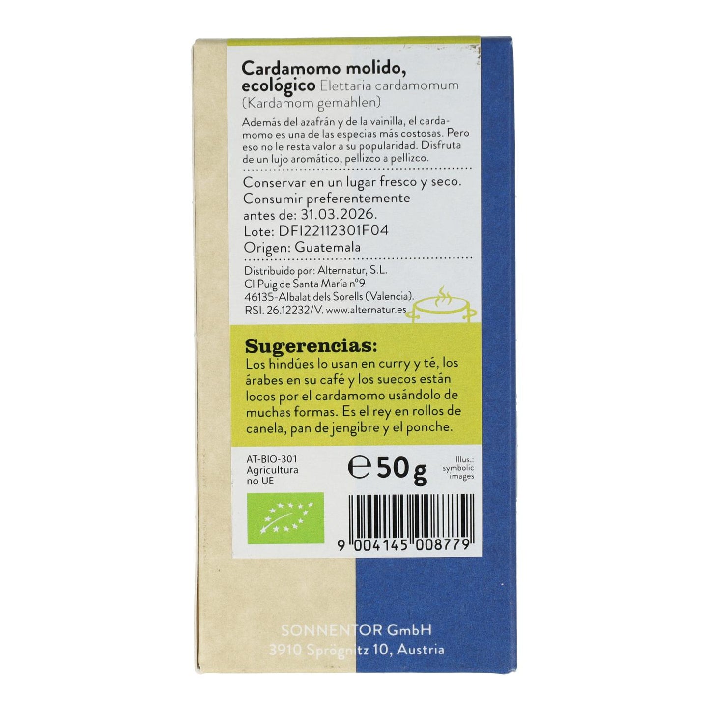 Sonnentor organic ground cardamom 50 g