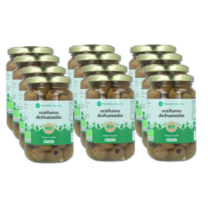 Pakket 12x Ontpitte olijven Eco Planeta Huerto 335 g