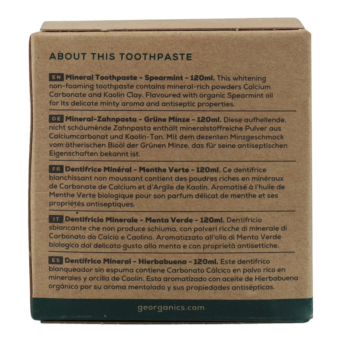 Natürliche Zahnpasta mit Pfefferminze und Kokosnuss Georganics 120 ml