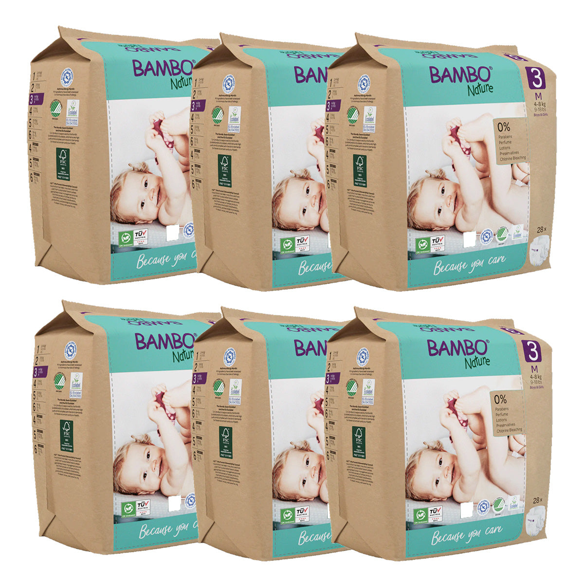 Opakowanie pieluch T3 (4-8 kg) Bambo Nature 168 szt.