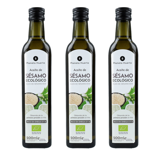 Packung 3x kaltgepresstes Sesamöl ECO Planeta Huerto 500 ml