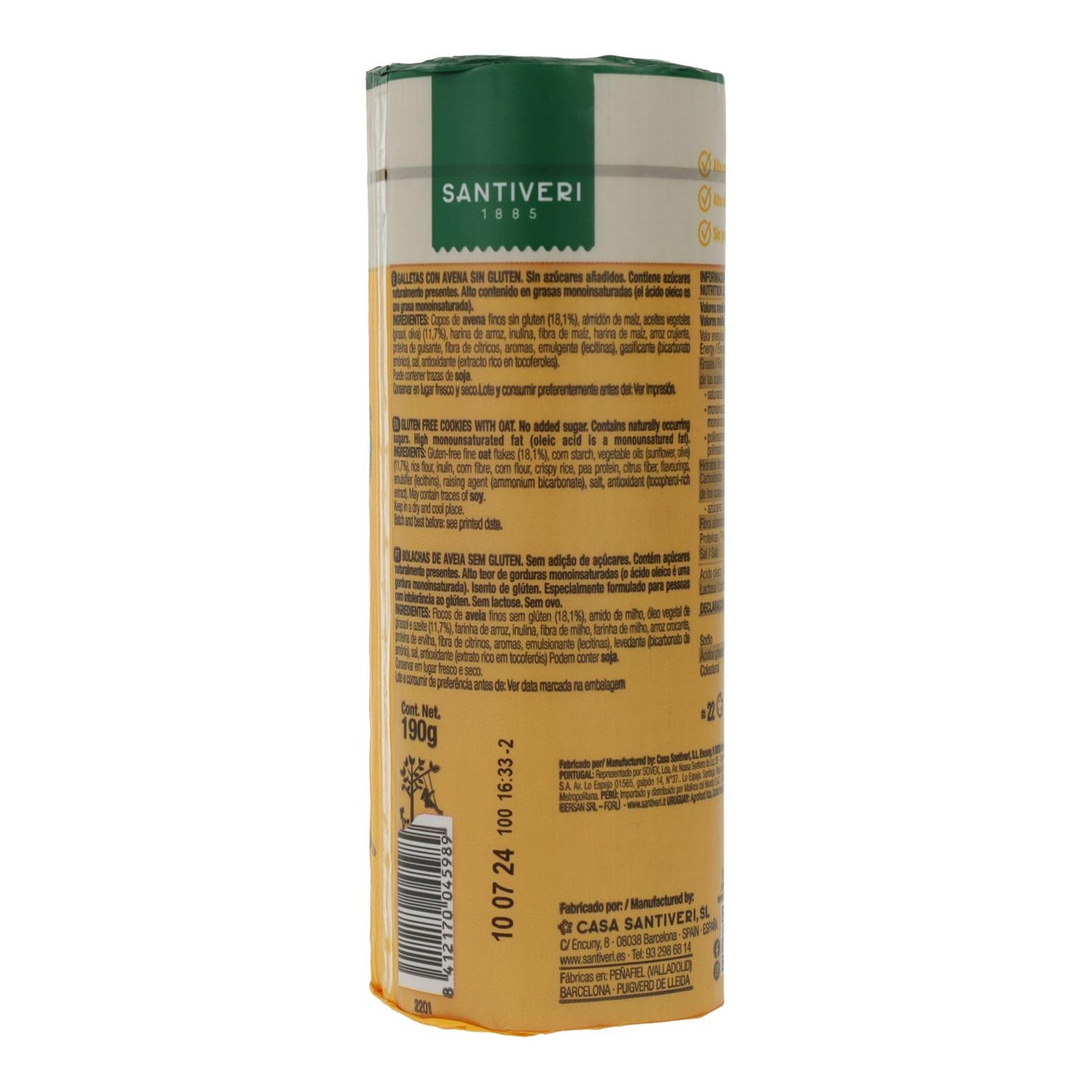 Glutenfreie Kekse Doble Zero Santiveri 190 g