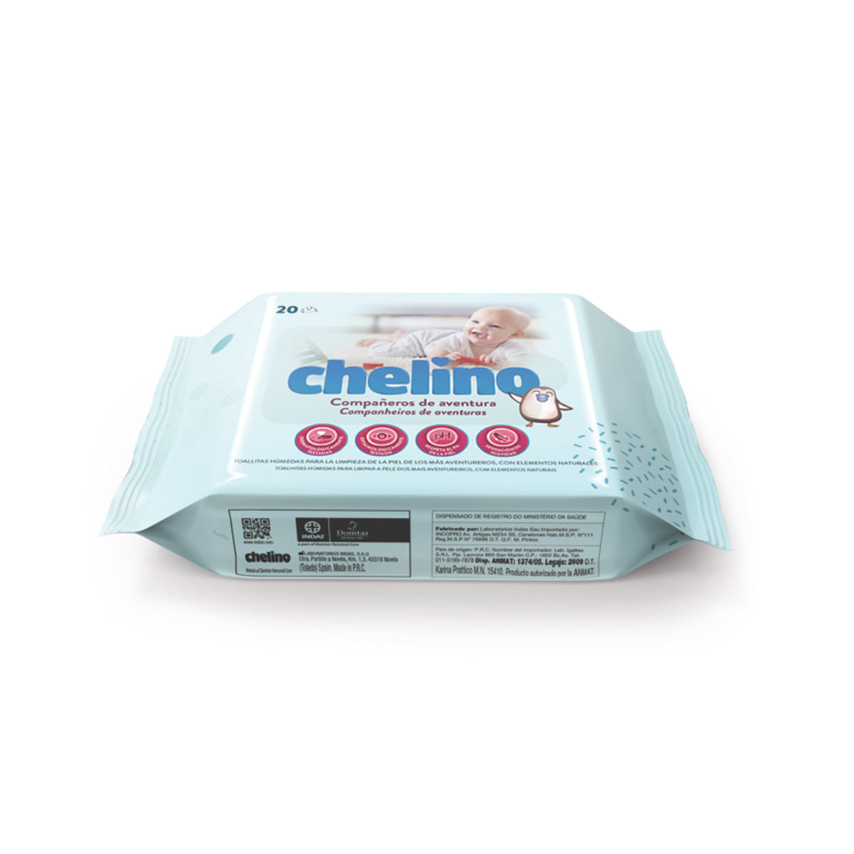 Lingettes pour bébés dermo-sensibles Chelino 20 unités