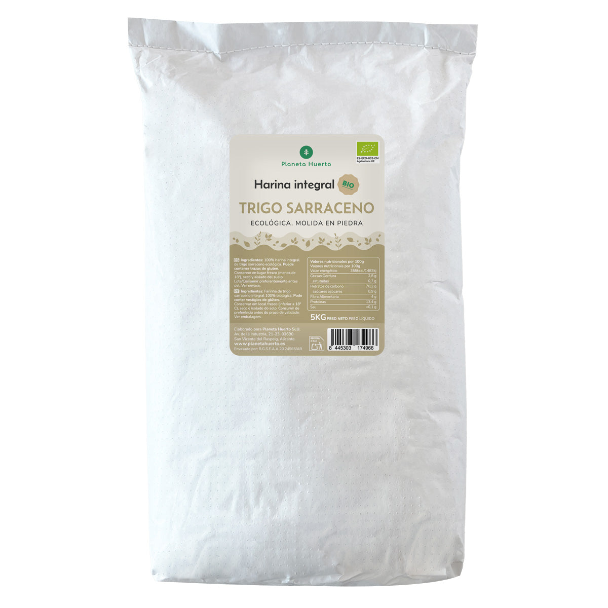 Volkoren boekweitmeel Eco Planeta Huerto 5 kg