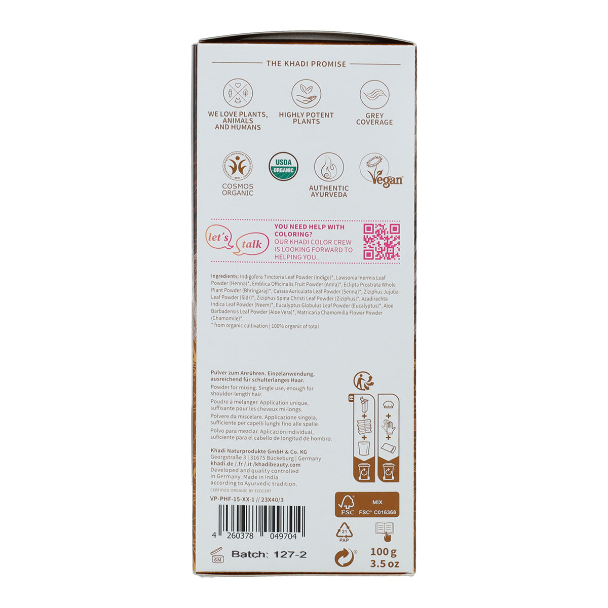 2er-Pack Natürliche Haarfarbe Goldbraun Khadi 100 g